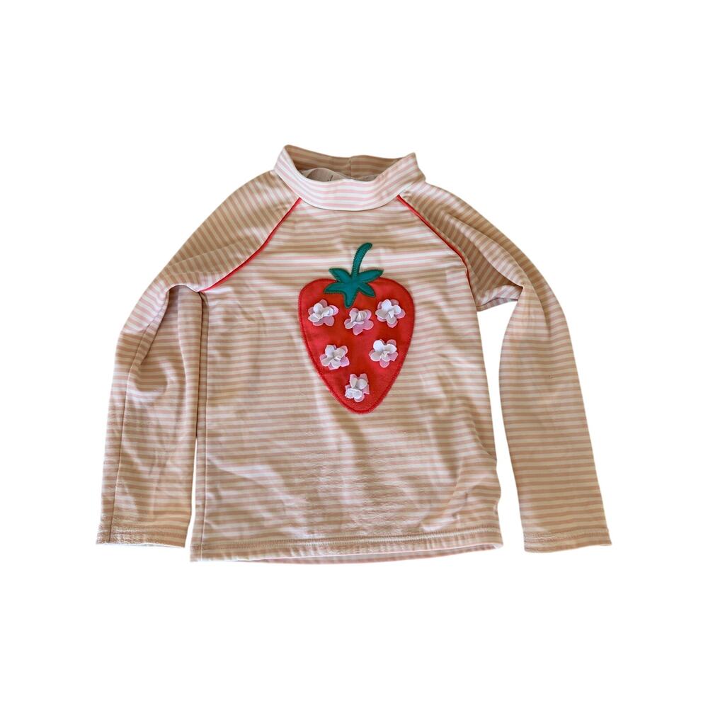 Baby Boden Pink Stripe Strawberry Rash Guard 18-24M
